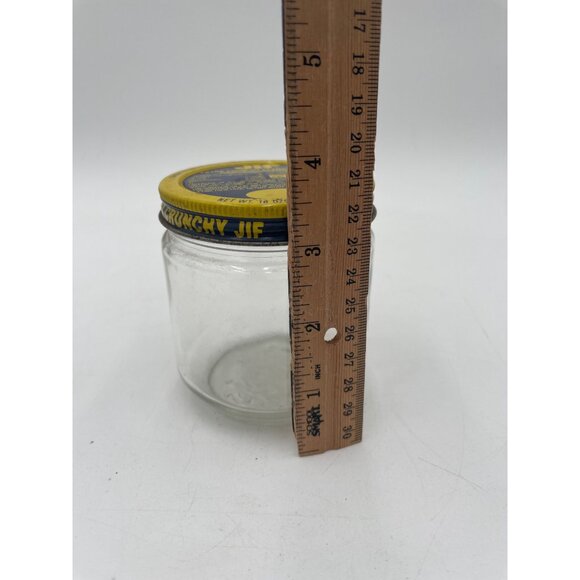 Vintage Jif Peanut Butter Lid Glass Jar Skippy Bottom - Picture 2 of 4